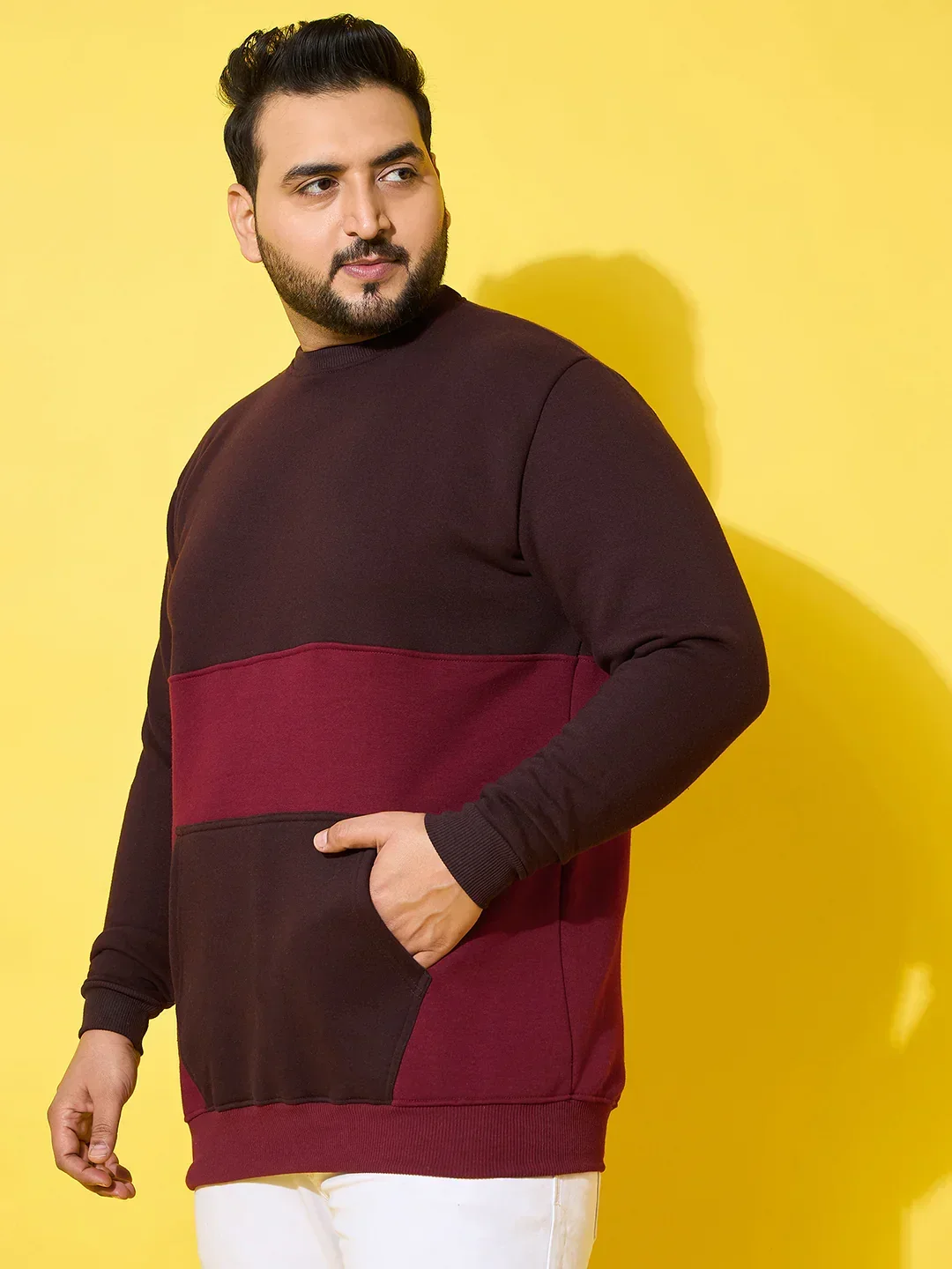 Men Plus Size Chunk Colorblock Printed Sweatshirt - Image 4