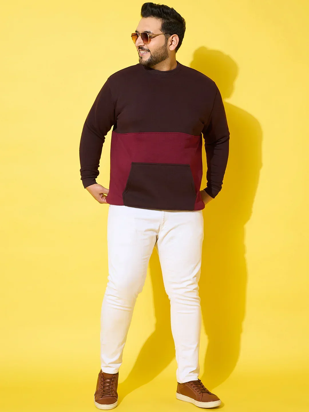 Men Plus Size Chunk Colorblock Printed Sweatshirt - Image 7