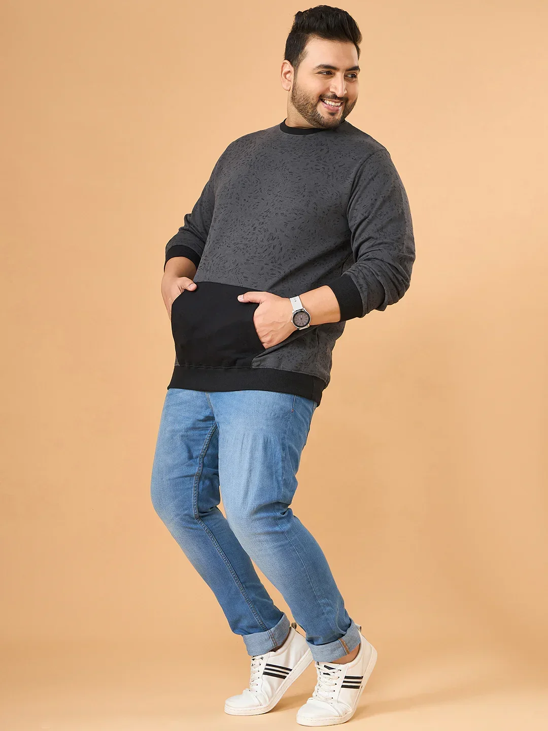 Men Plus Size Cinder Colorblock Sweatshirt - Image 2
