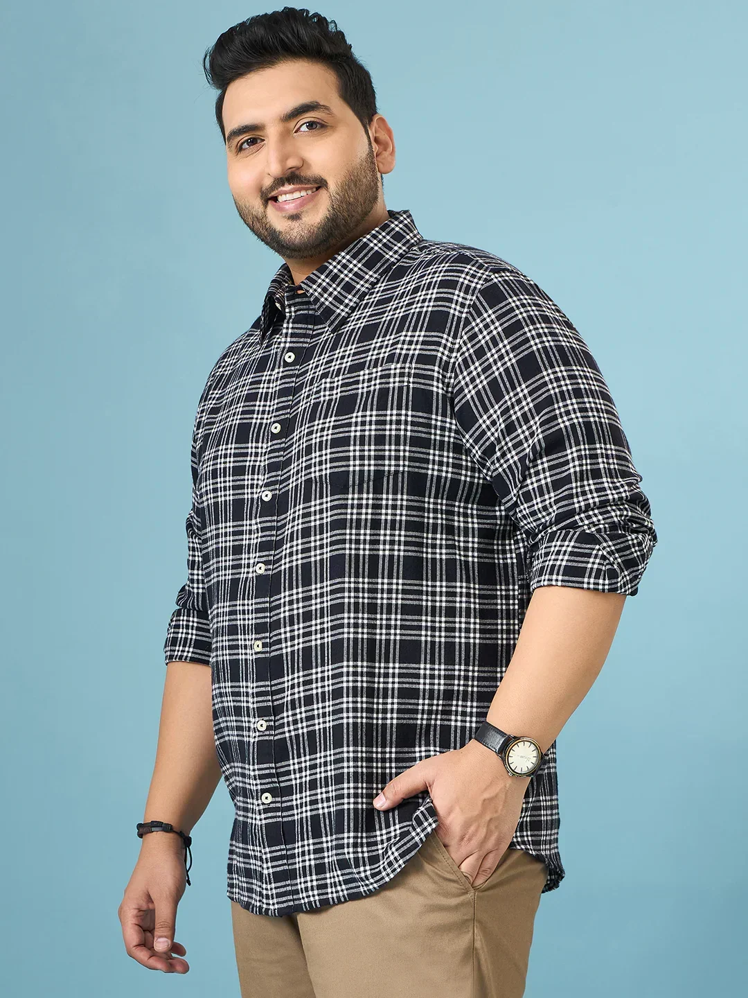 Men Plus Size Circuit Multicolor Checkered Casual Shirt - Image 5