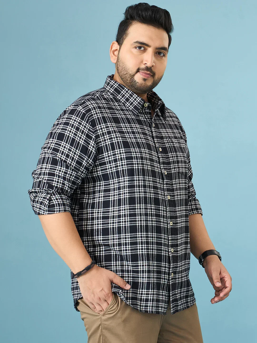 Men Plus Size Circuit Multicolor Checkered Casual Shirt - Image 6