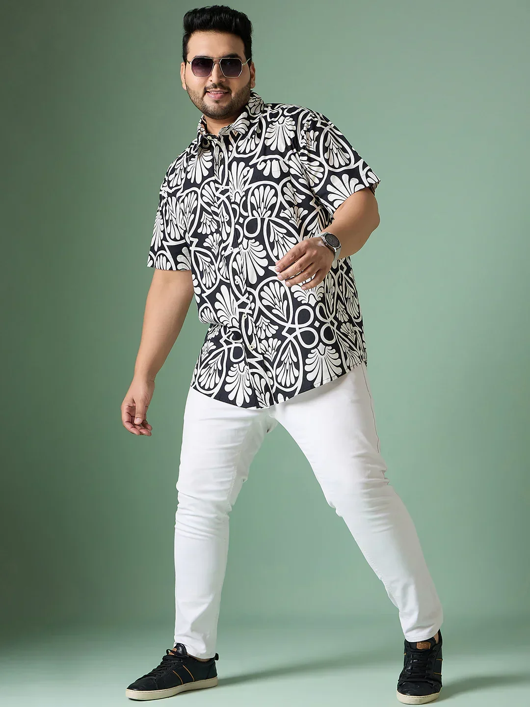 Men Plus Size Cirel-White Print Shirt - Image 4