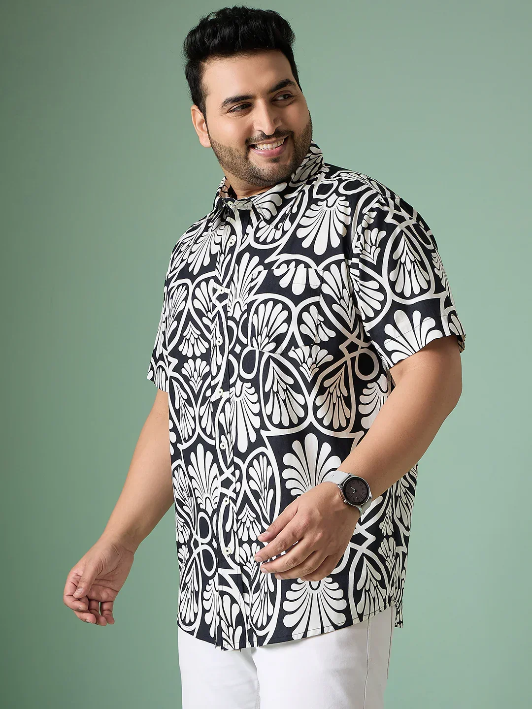 Men Plus Size Cirel-White Print Shirt - Image 5