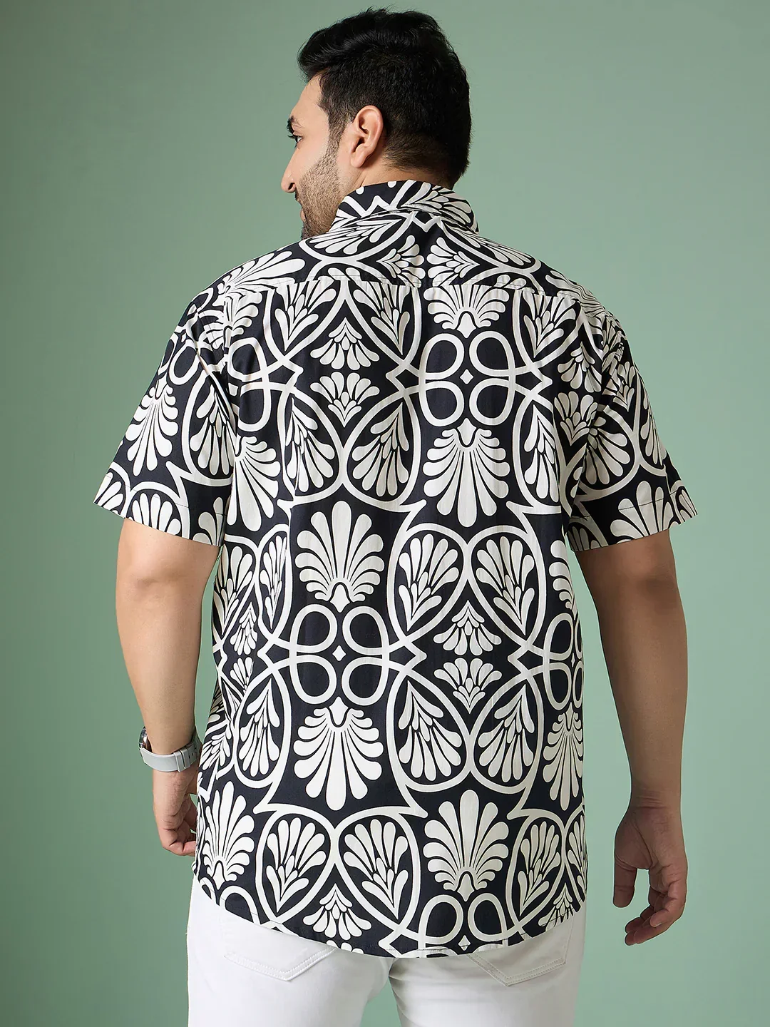 Men Plus Size Cirel-White Print Shirt - Image 7