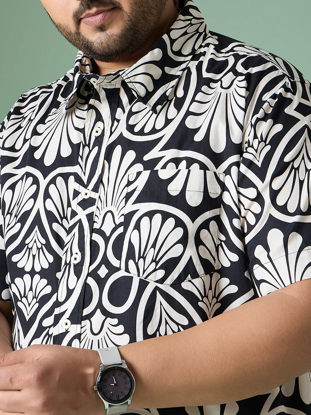Men Plus Size Cirel-White Print Shirt - Image 8