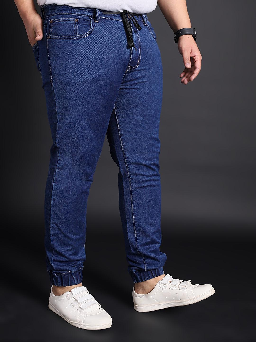 Men Plus Size Citrus-Dark Blue Washed Jeans - Image 4