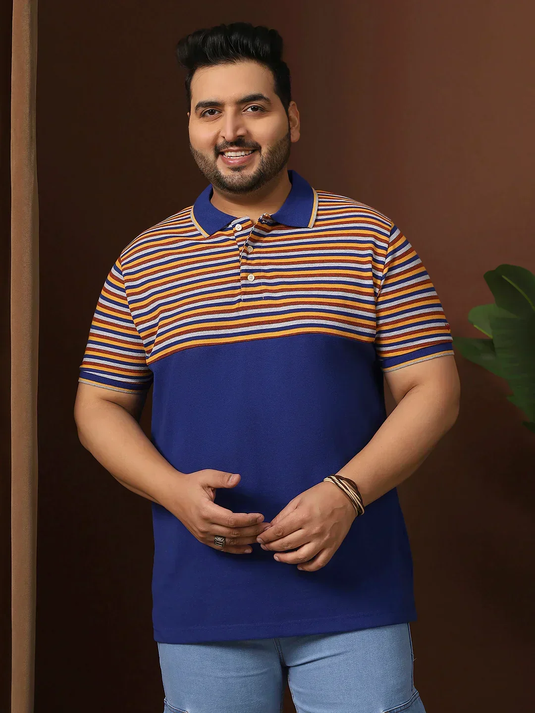 Men Plus Size Clatheo Colorblock Polo Tshirt - Image 2