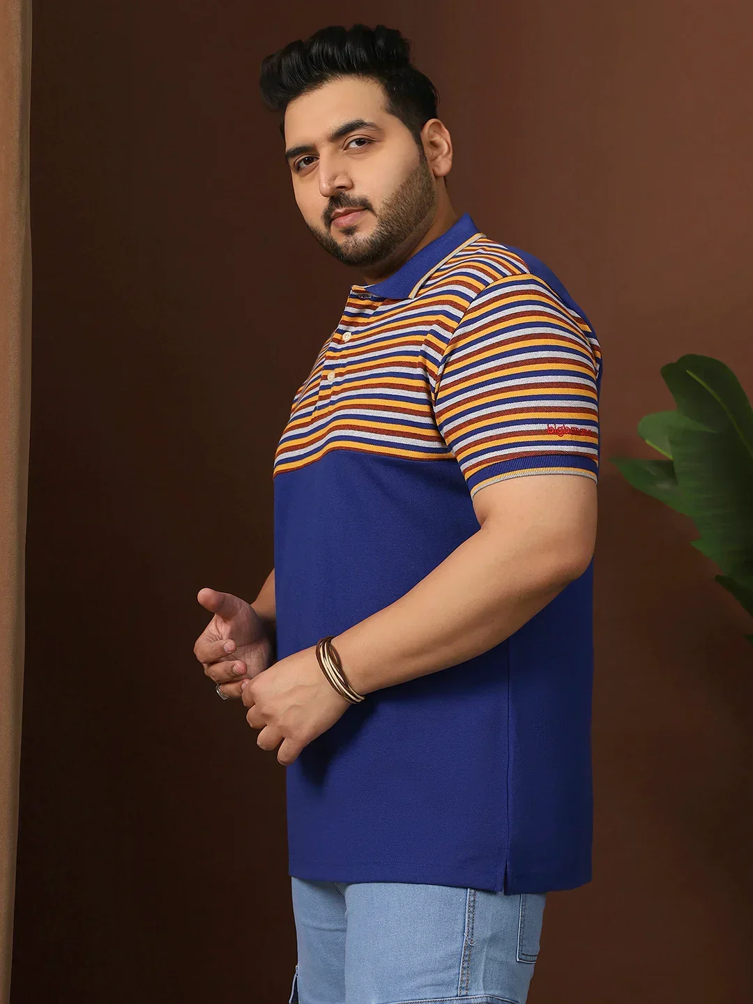 Men Plus Size Clatheo Colorblock Polo Tshirt - Image 3