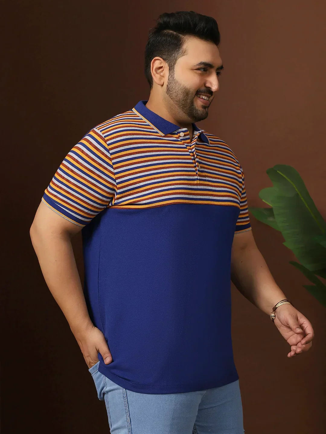 Men Plus Size Clatheo Colorblock Polo Tshirt - Image 4