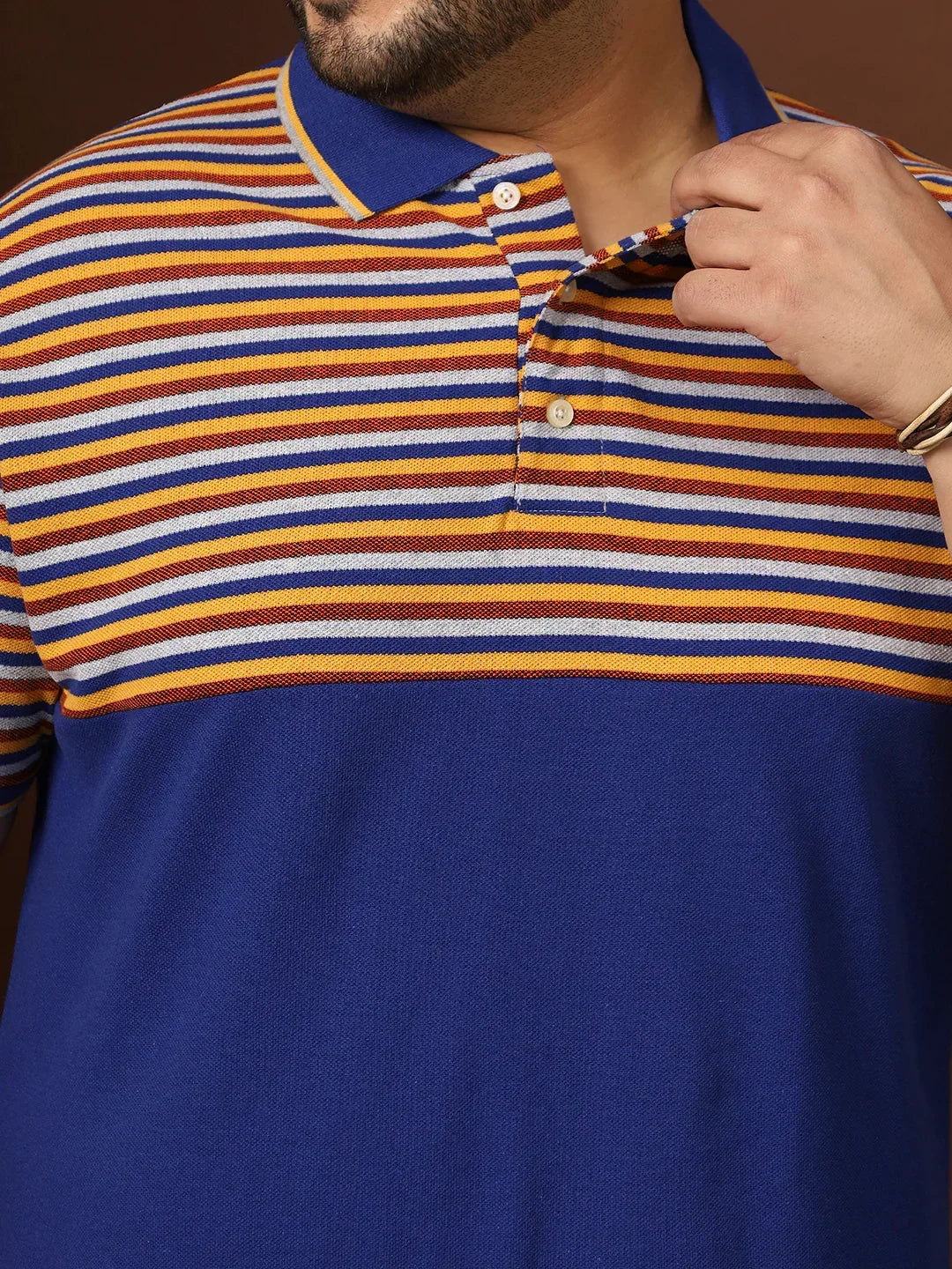 Men Plus Size Clatheo Colorblock Polo Tshirt - Image 5