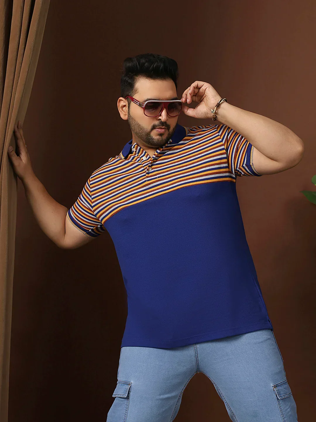 Men Plus Size Clatheo Colorblock Polo Tshirt - Image 8