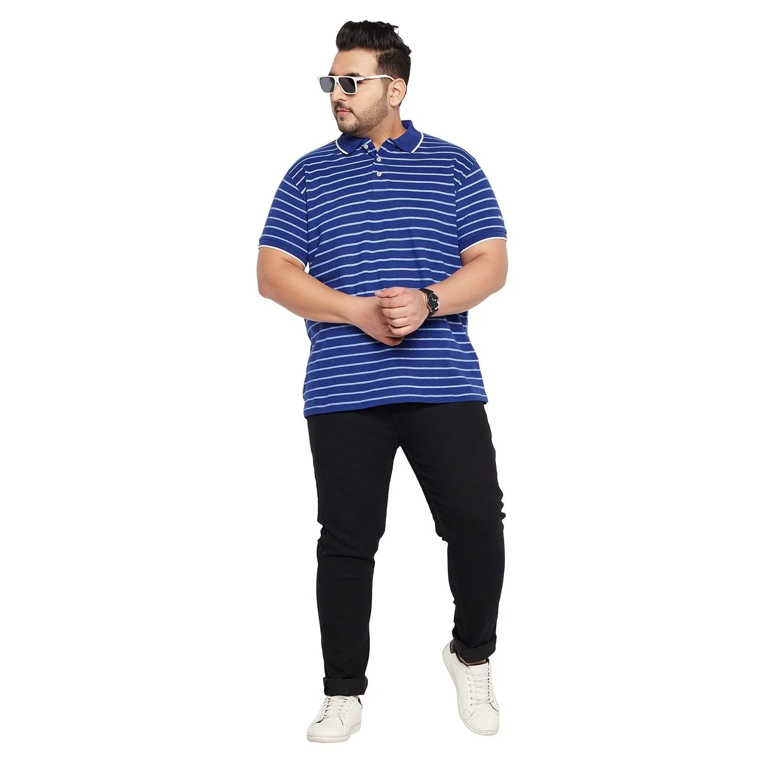 Men Plus Size Clovis Stripped Polo Tshirt - Image 2
