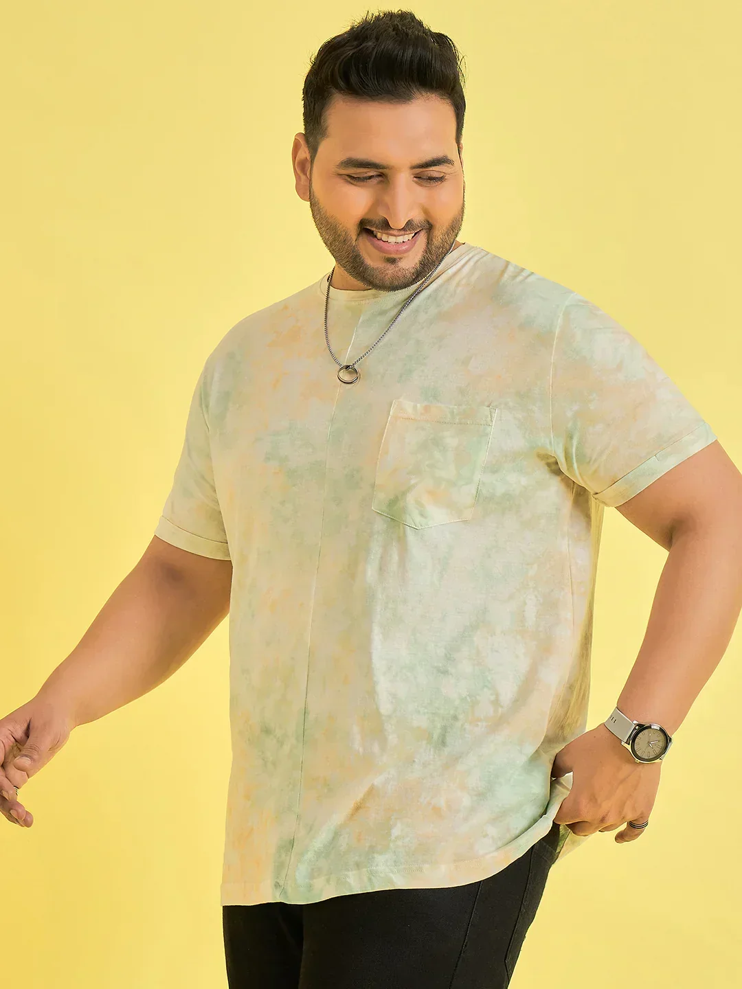 Men Plus Size Cognate Multicolor Printed Round Neck Tshirt - Image 3