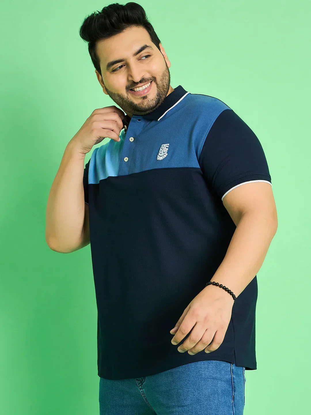 Men Plus Size Colt Colour-block Polo Tshirt