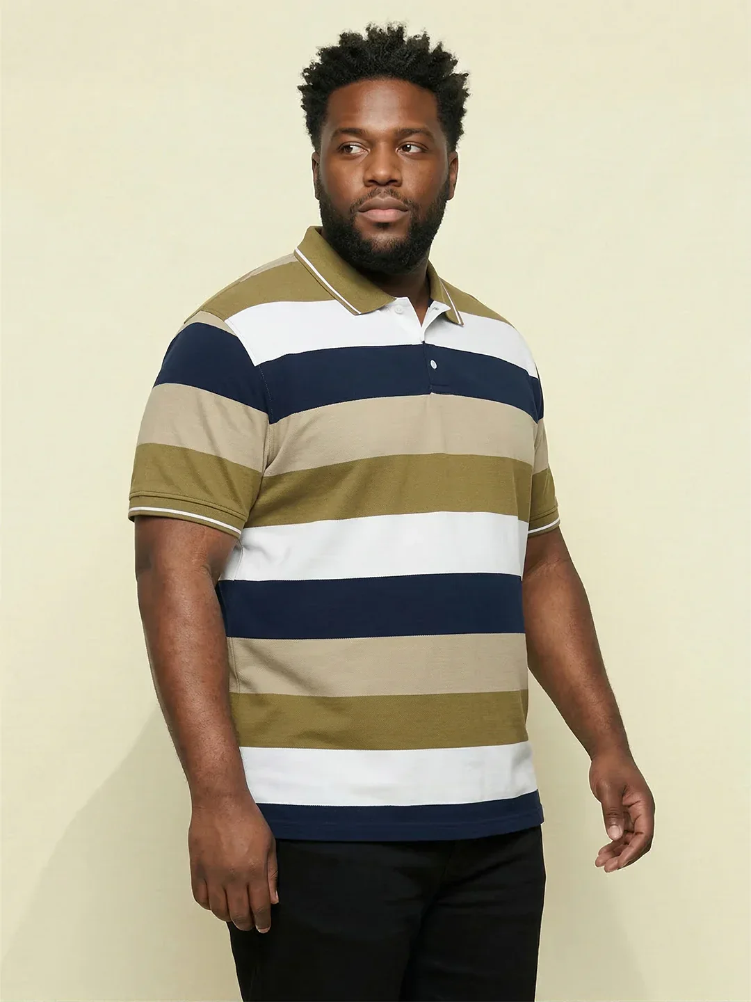 Men Plus Size Coluxe Multicolor Colorblock Polo Tshirt - Image 3