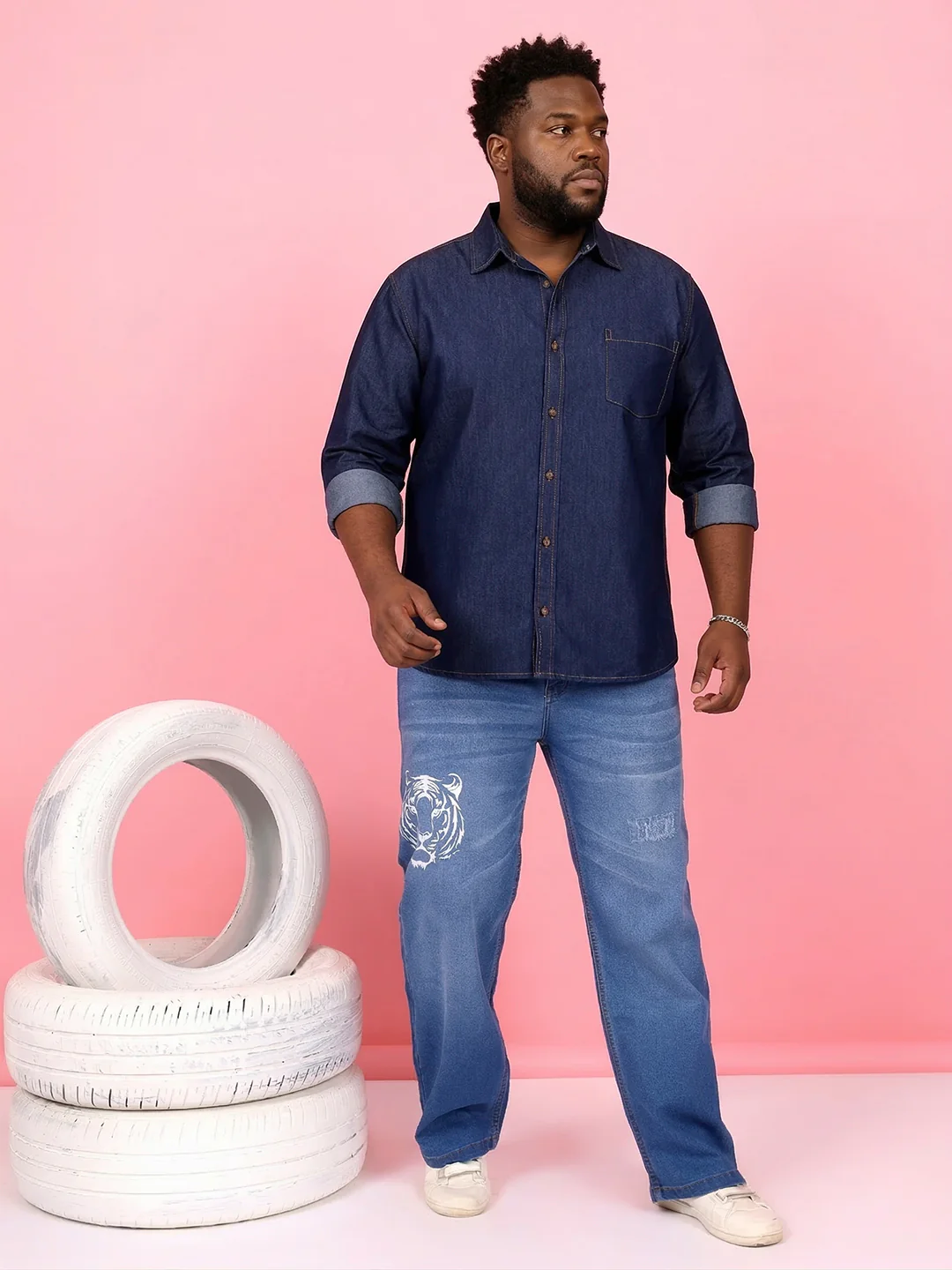 Men Plus Size Comorosia Blue Solid Casual Shirt - Image 7