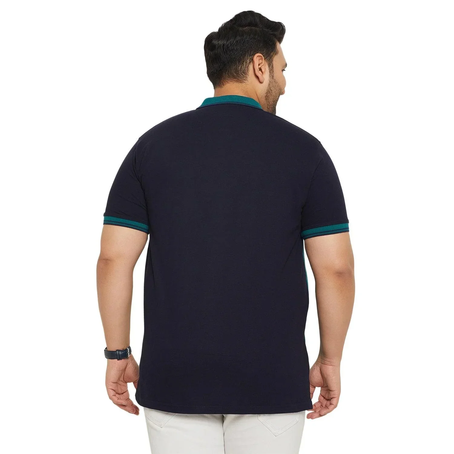 Men Plus Size Conezo-Blue Colorblock Polo Tshirt - Image 5