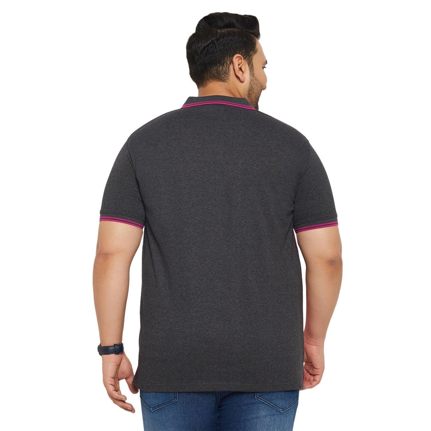 Men Plus Size Conezo-Magenta Colorblock Polo Tshirt - Image 5