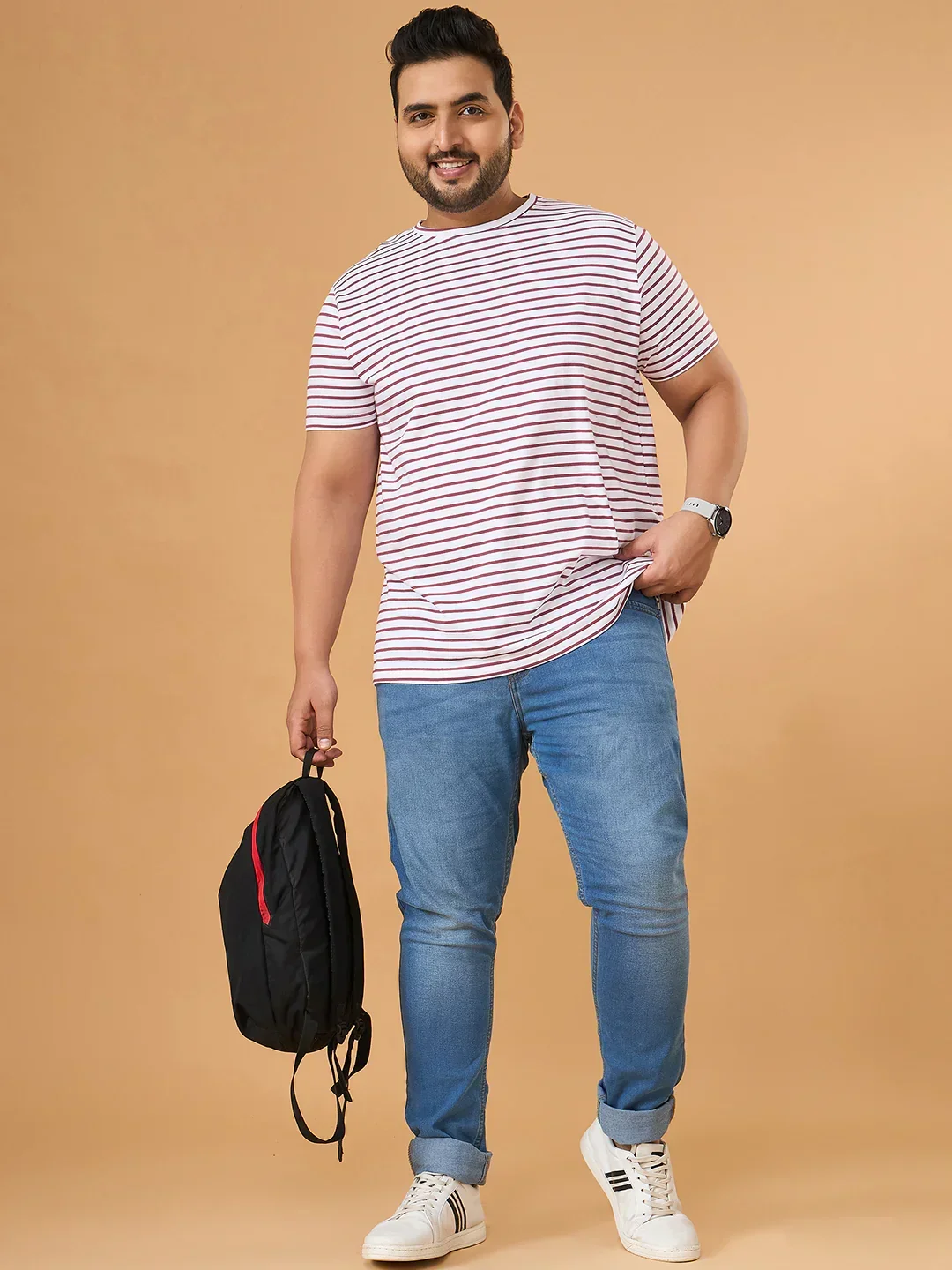 Men Plus Size Contoura Striped Round Neck Tshirt - Image 2