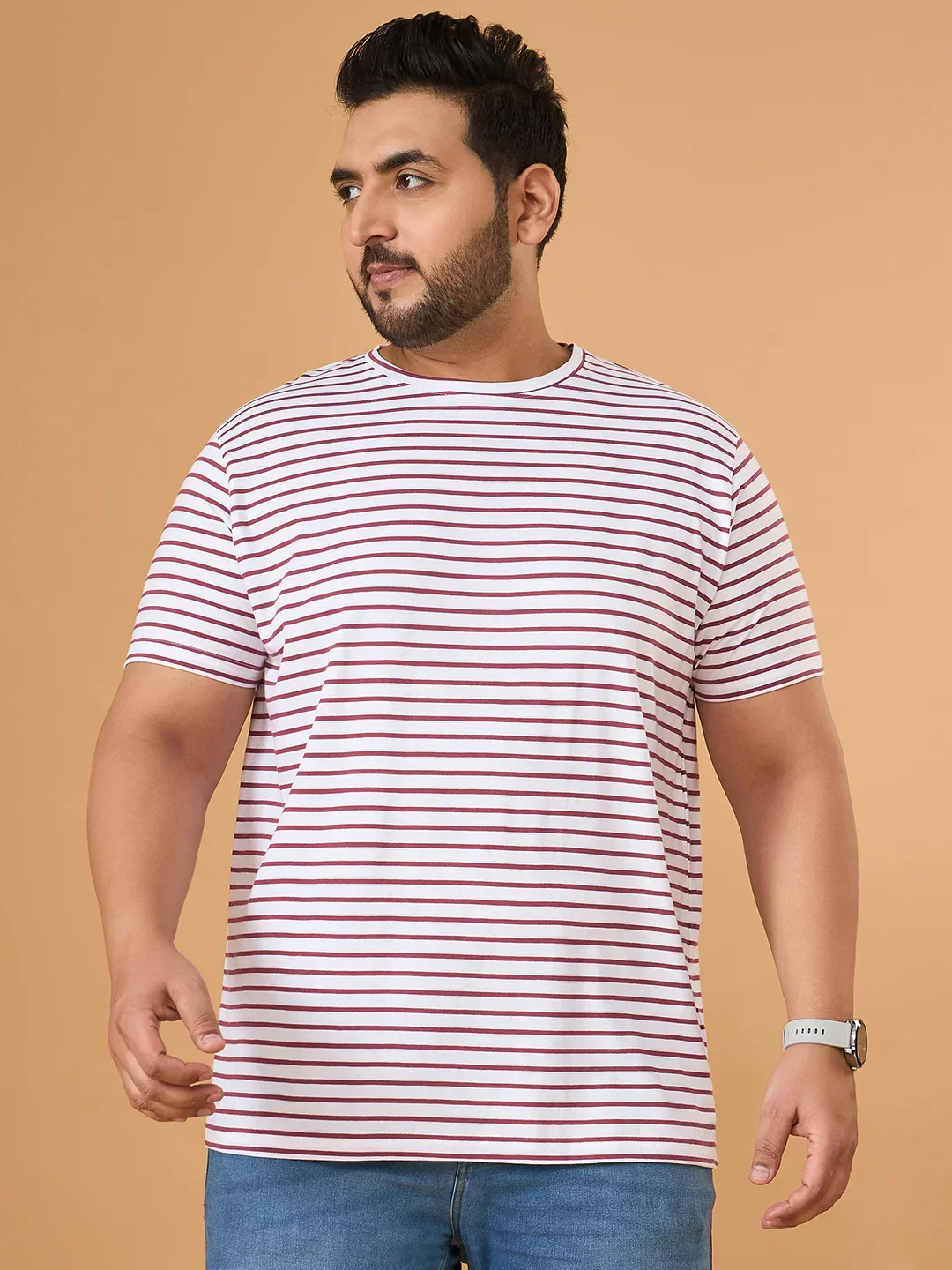 Men Plus Size Contoura Striped Round Neck Tshirt - Image 3