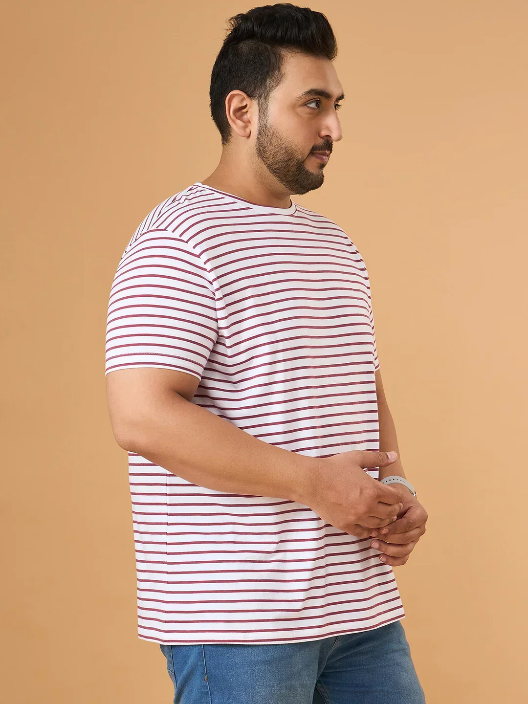 Men Plus Size Contoura Striped Round Neck Tshirt - Image 5