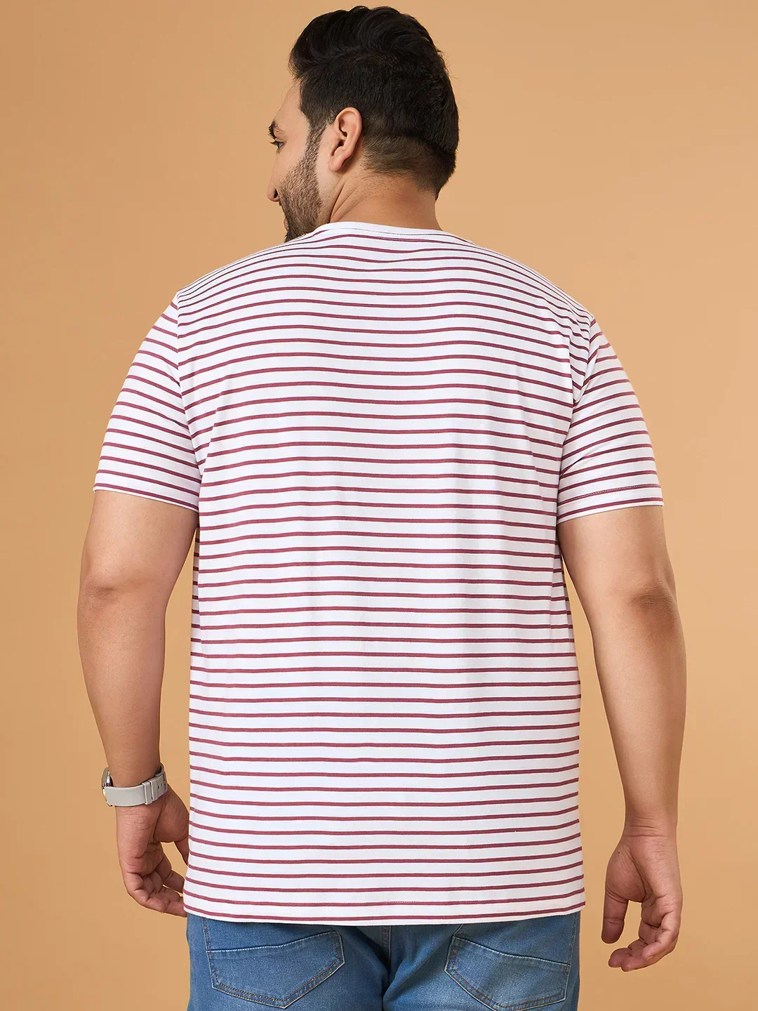Men Plus Size Contoura Striped Round Neck Tshirt - Image 6