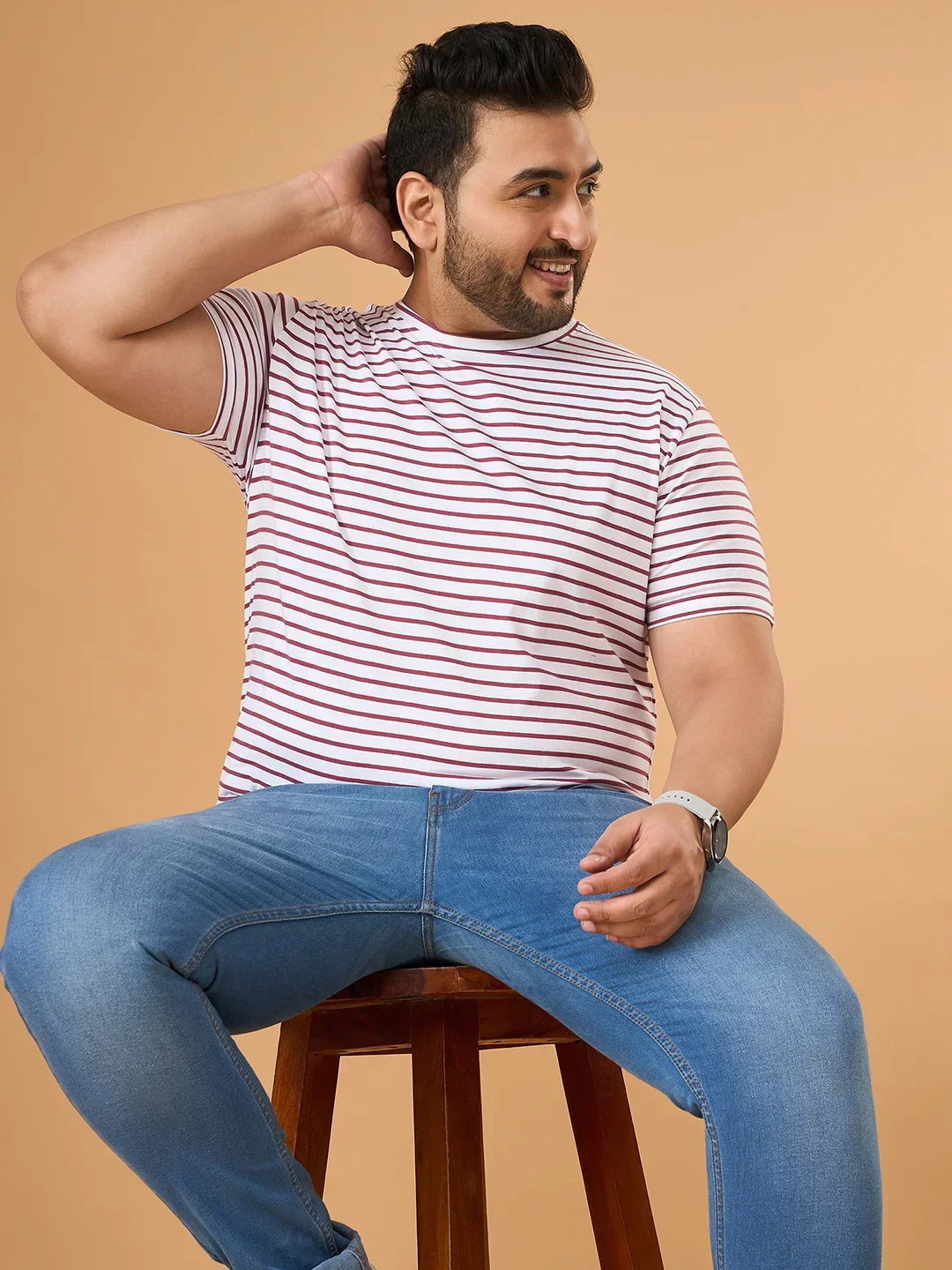 Men Plus Size Contoura Striped Round Neck Tshirt - Image 8