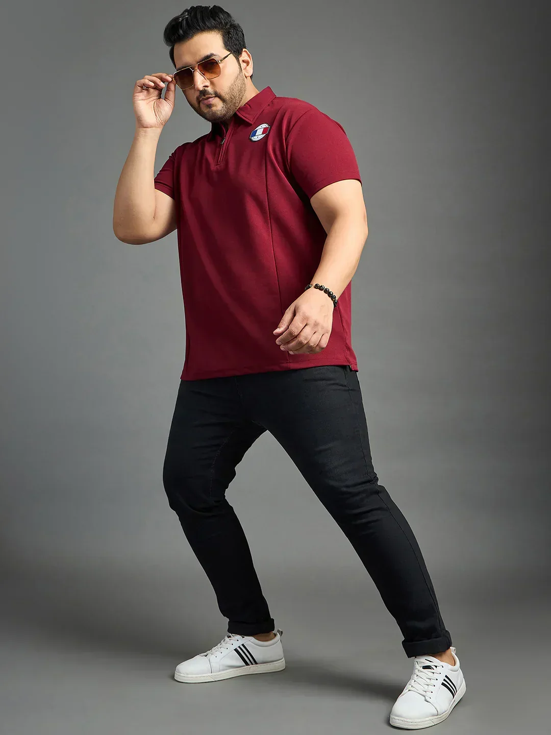 Men Plus Size Cords Solid Polo Tshirt
