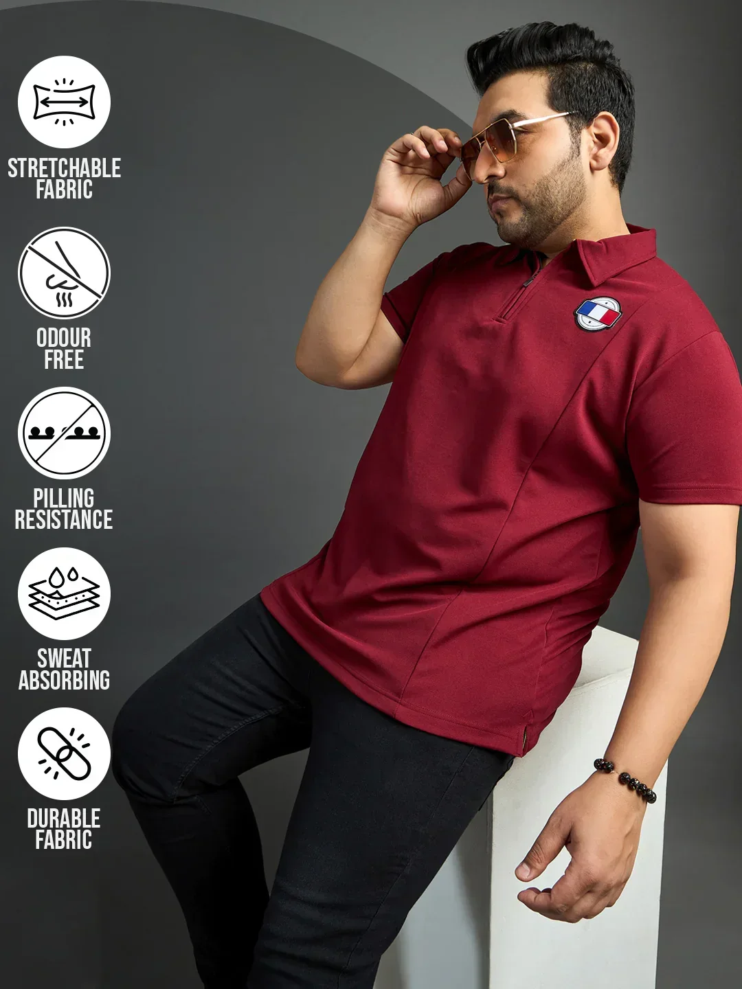 Men Plus Size Cords Solid Polo Tshirt - Image 2