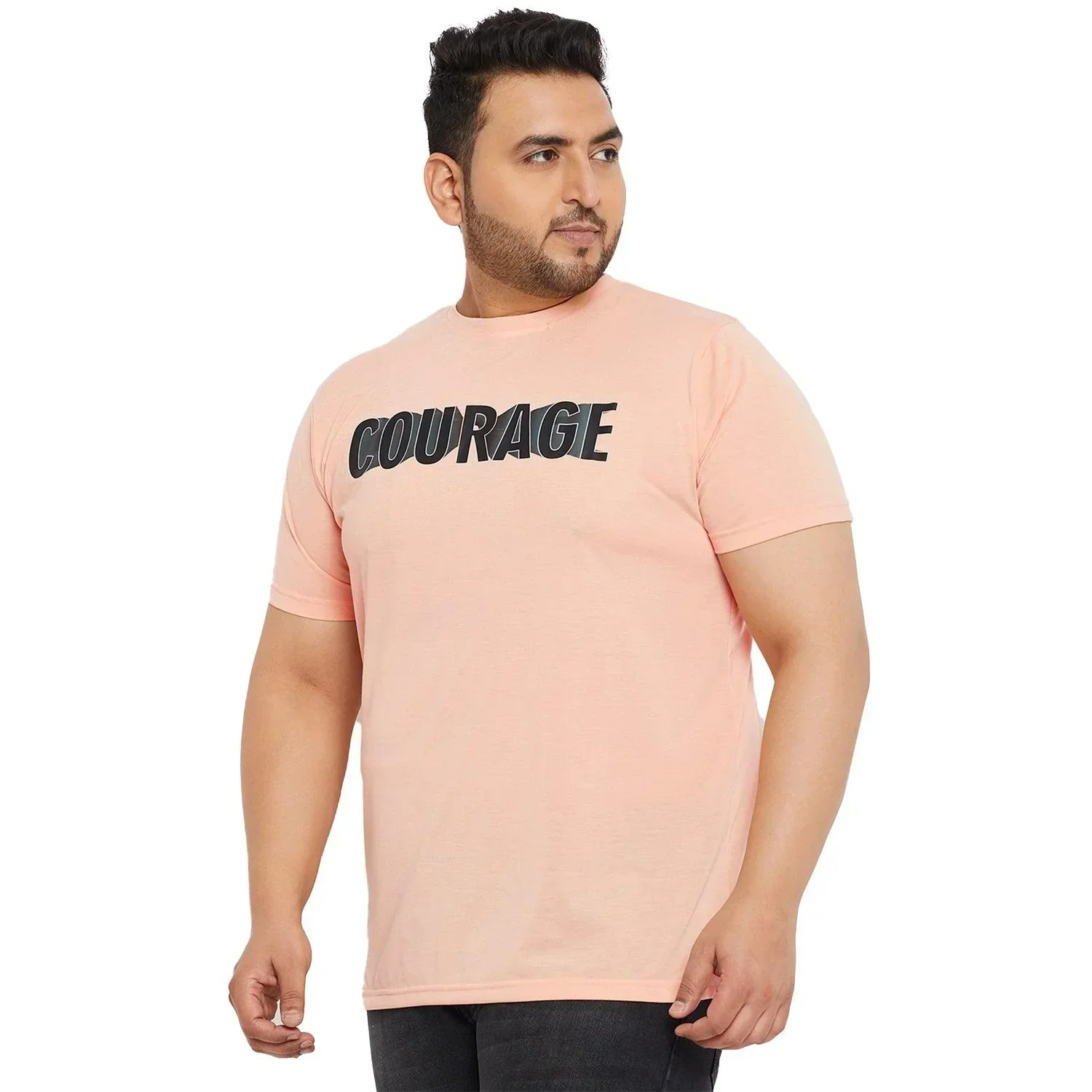 Men Plus Size Corid Printed Round Neck Tshirt