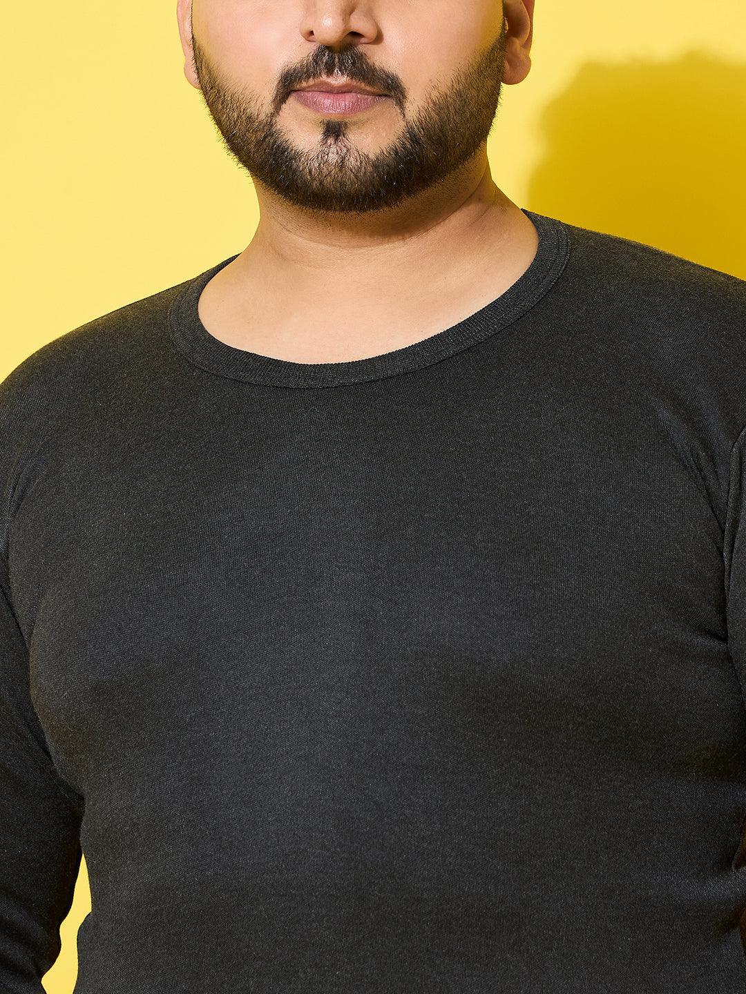 Men Plus Size Cosy-Dark Grey Solid Thermal Top - Image 5