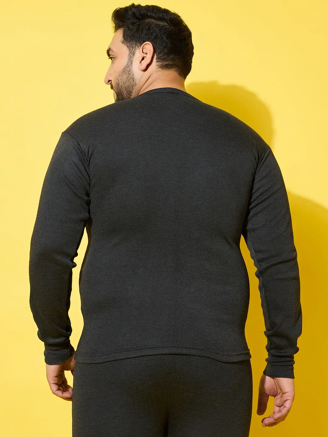 Men Plus Size Cosy-Dark Grey Solid Thermal Top - Image 8
