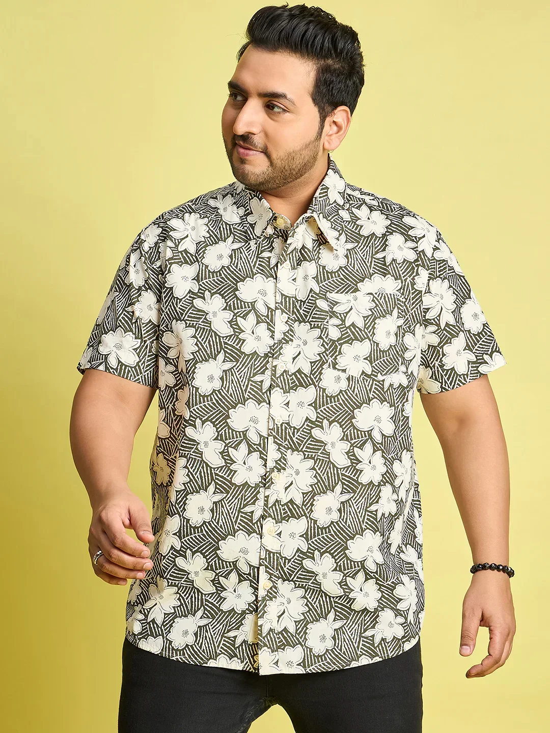 Men Plus Size Count Floral Printed Multi Color Shirt