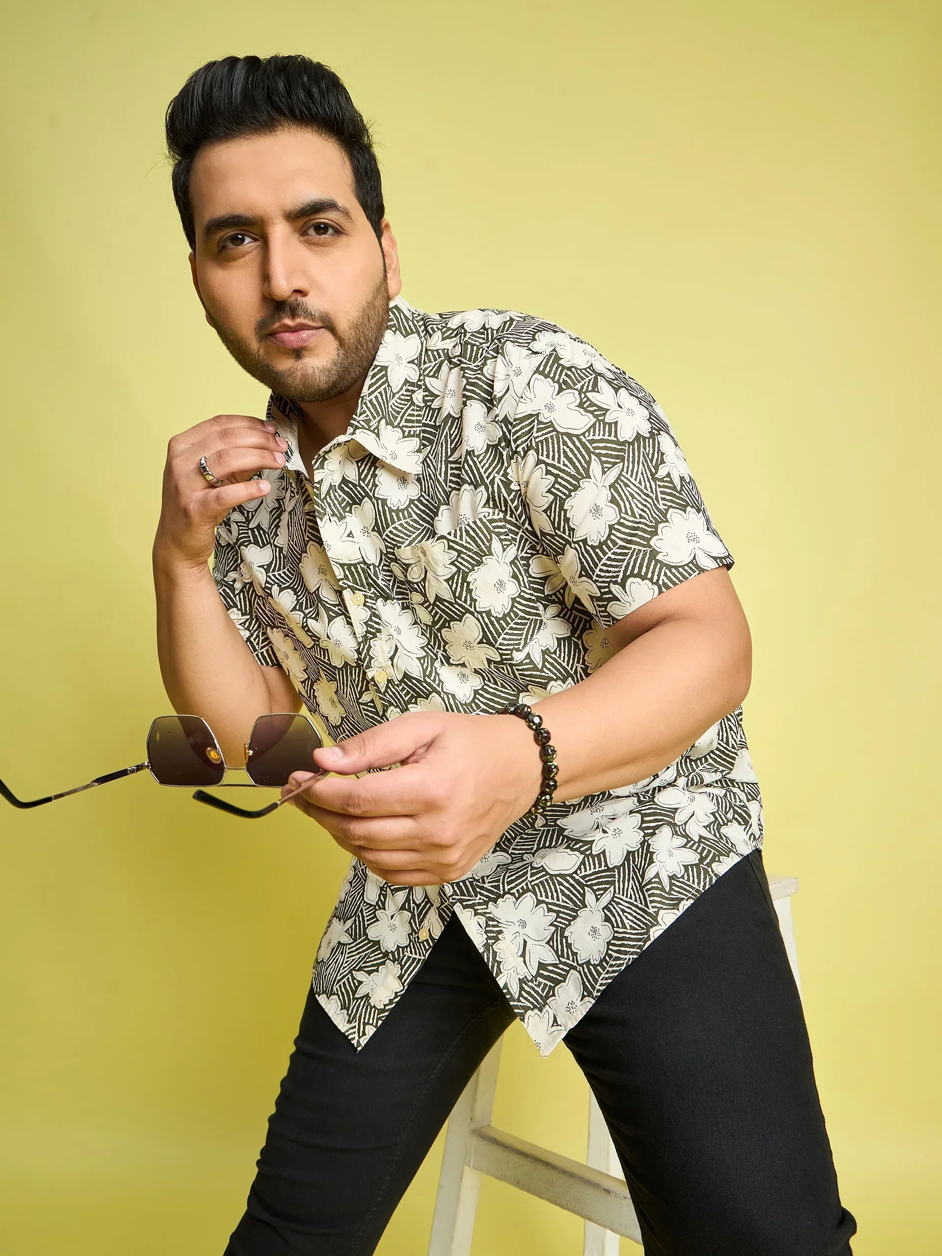 Men Plus Size Count Floral Printed Multi Color Shirt - Image 7