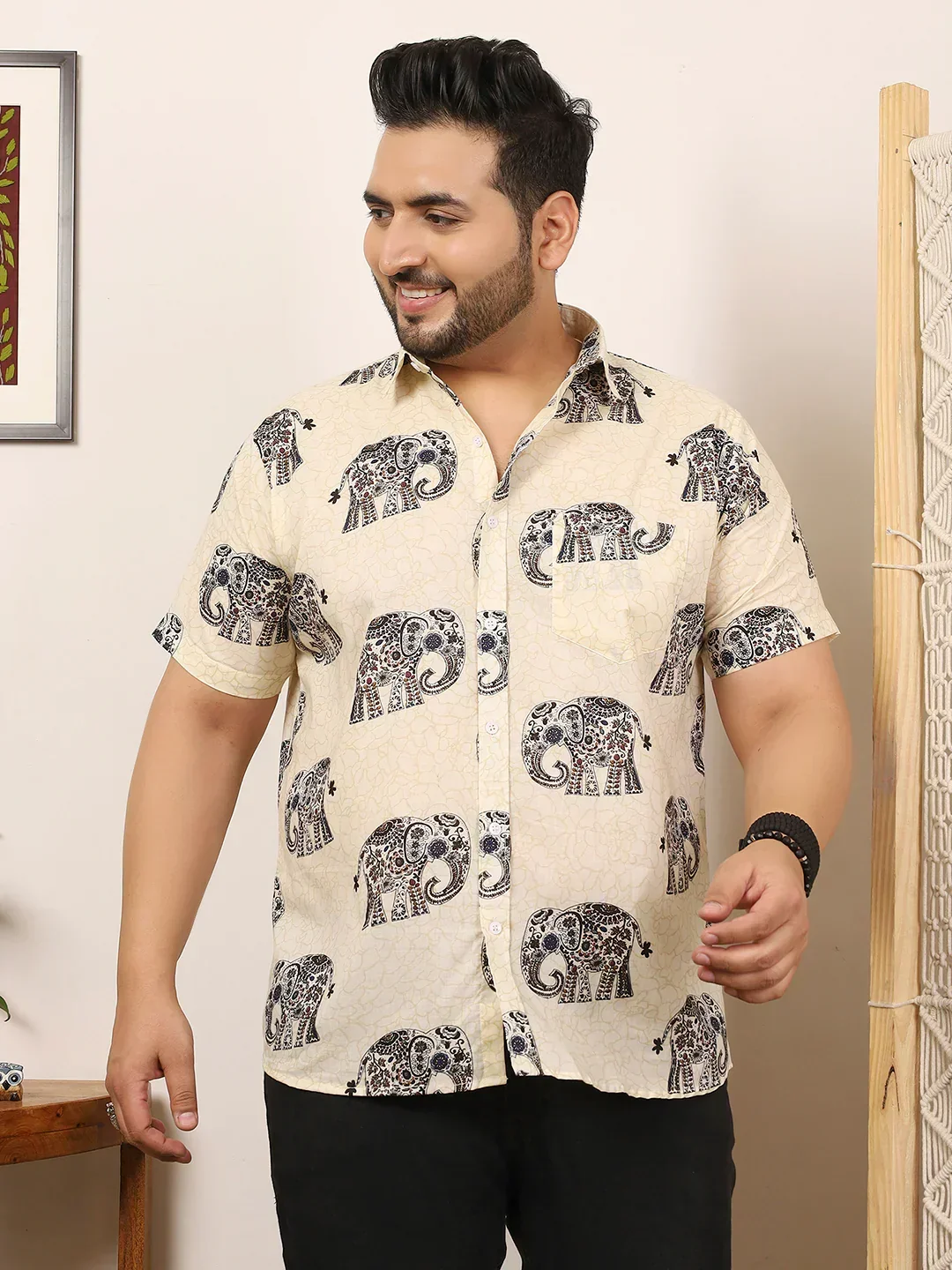 Men Plus Size Covari Multicolor Printed Shirt