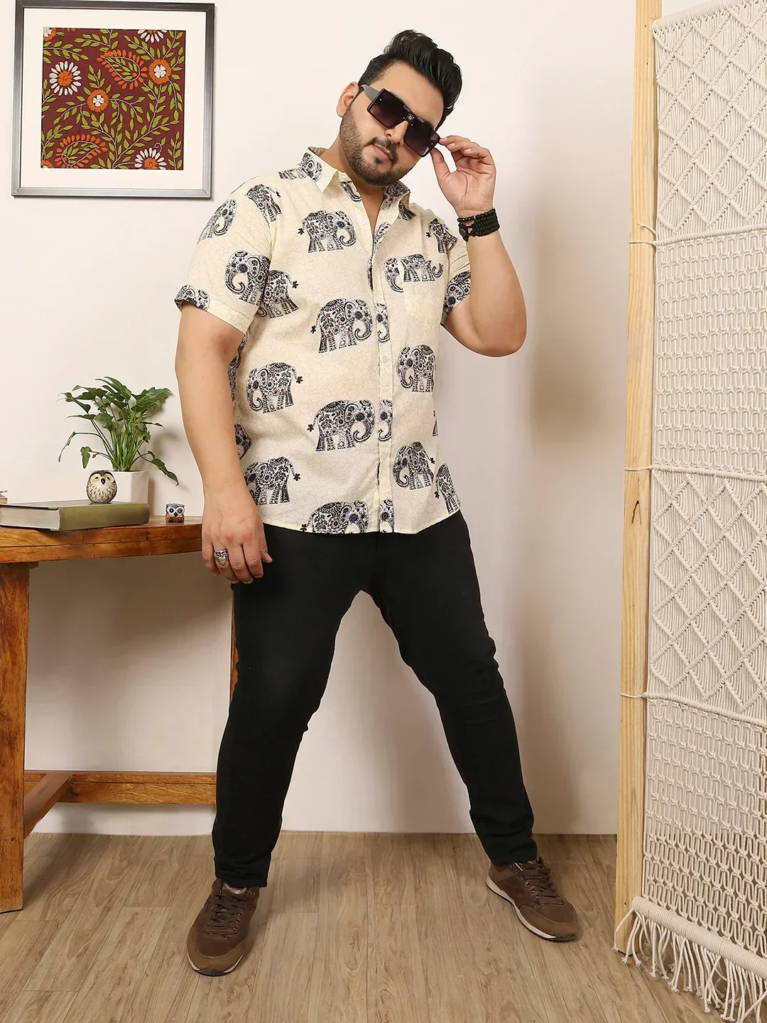 Men Plus Size Covari Multicolor Printed Shirt - Image 8