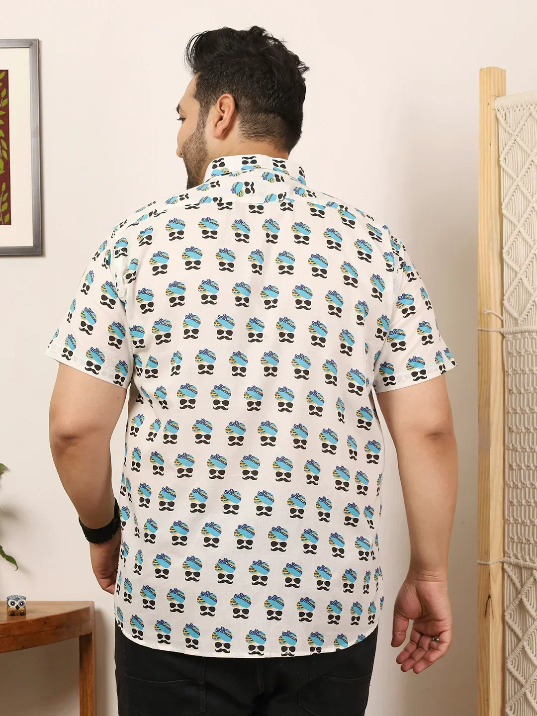 Men Plus Size Craivon Multicolor Printed Shirt - Image 5