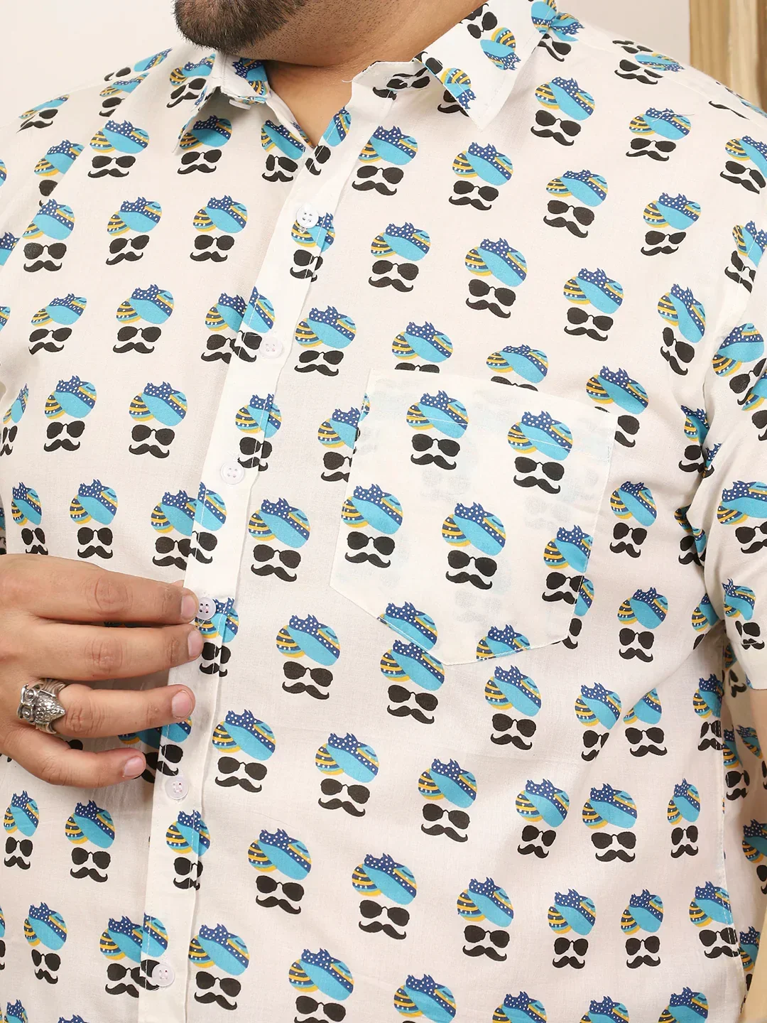 Men Plus Size Craivon Multicolor Printed Shirt - Image 6
