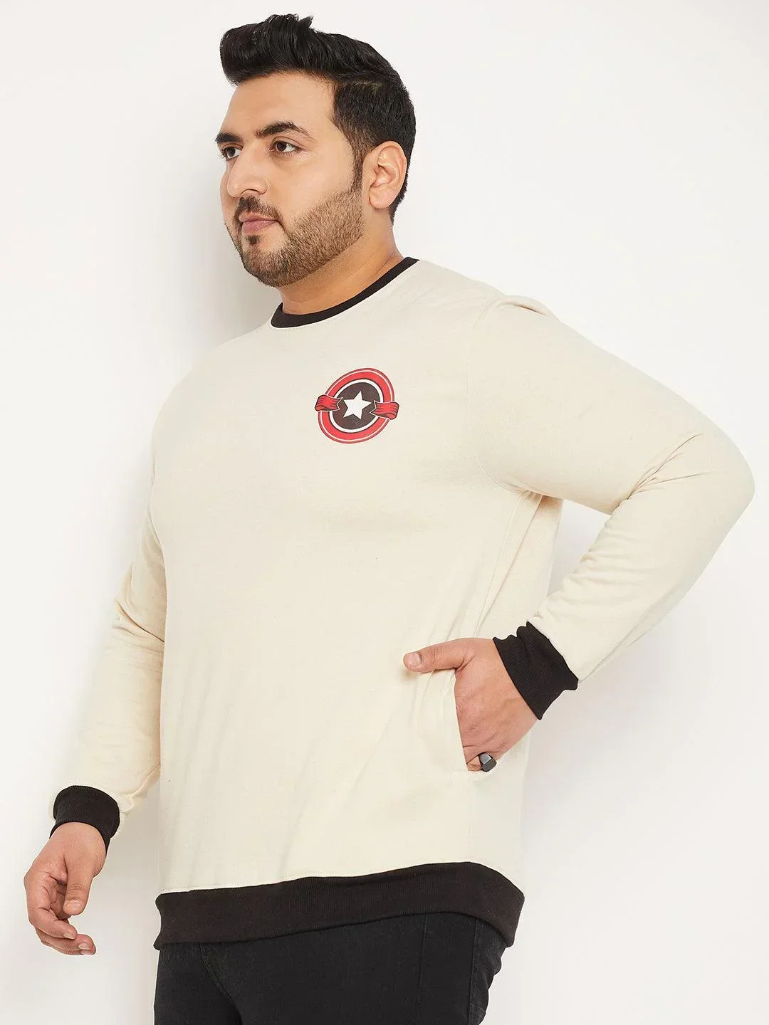 Men Plus Size Credit Solid Sweatshirt - Image 3