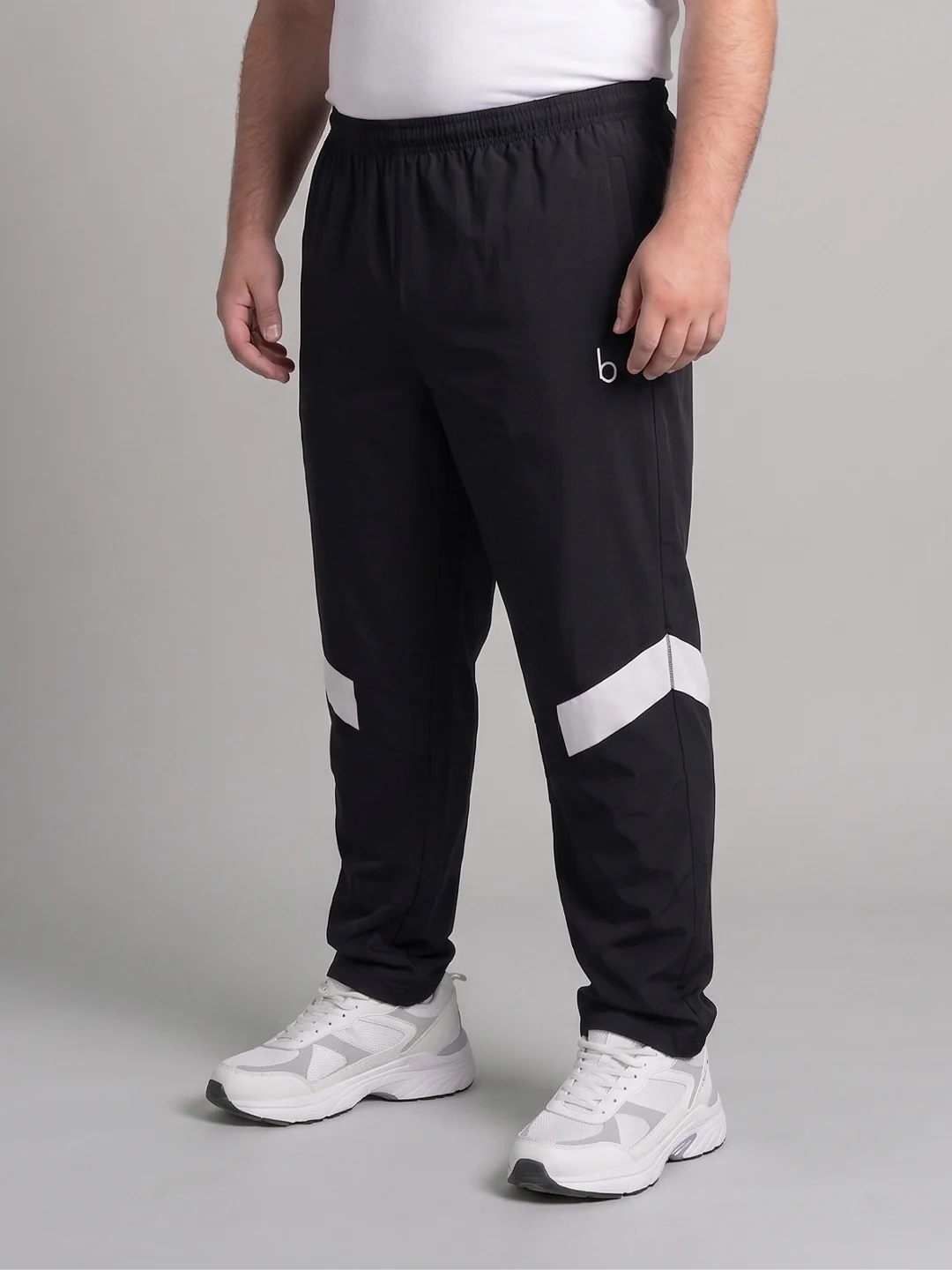 Men Plus Size Crossbeams Black Solid Trackpants - Image 2