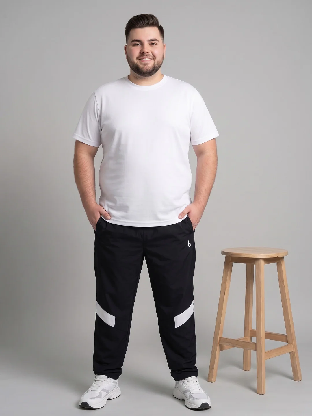 Men Plus Size Crossbeams Black Solid Trackpants - Image 4