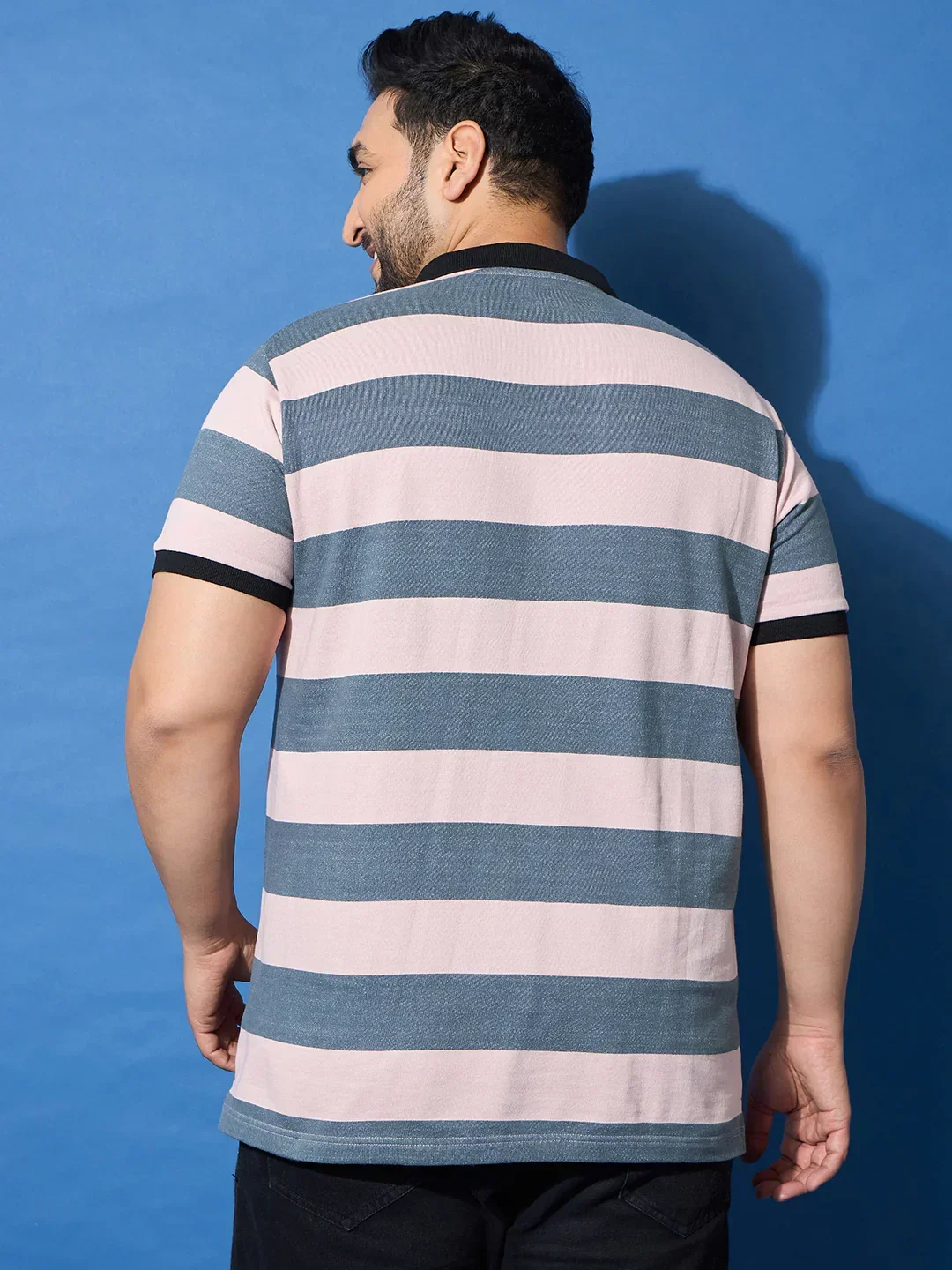 Men Plus Size Crosswalk Multicolor Striped Polo Tshirt - Image 9