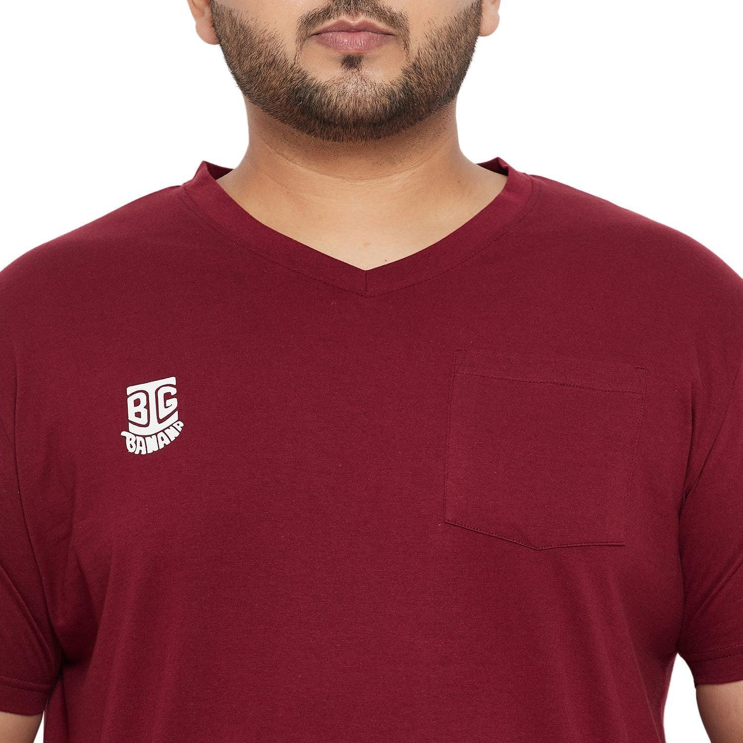 Men Plus Size Crust Solid V-Neck Tshirt - Image 6