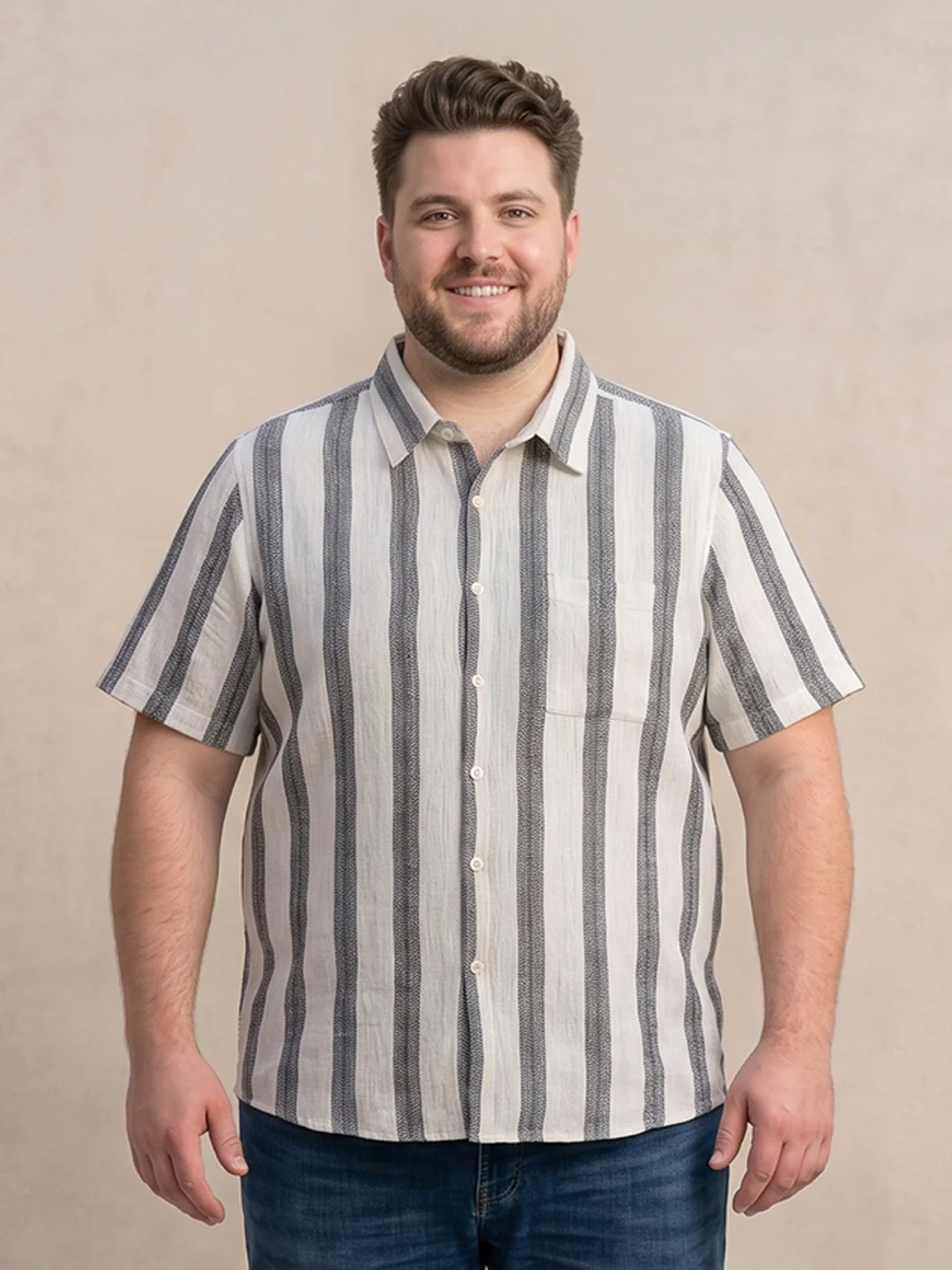 Men Plus Size Stripesafari Multi Textured Shirts - Image 2