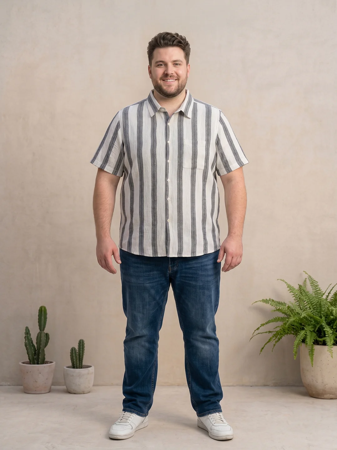 Men Plus Size Stripesafari Multi Textured Shirts - Image 6