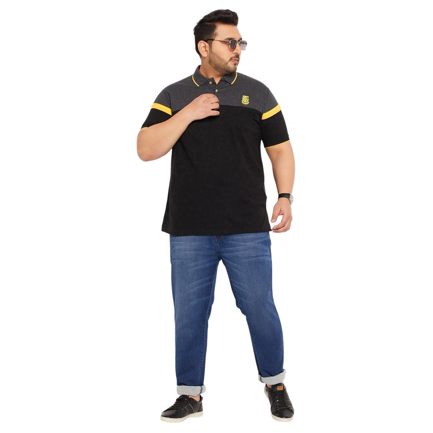 Men Plus Size Decolt Colorblock Polo Tshirt - Image 2