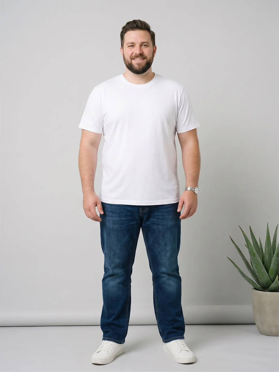 Men Plus Size Denaro Blue Light Wash Jeans - Image 4