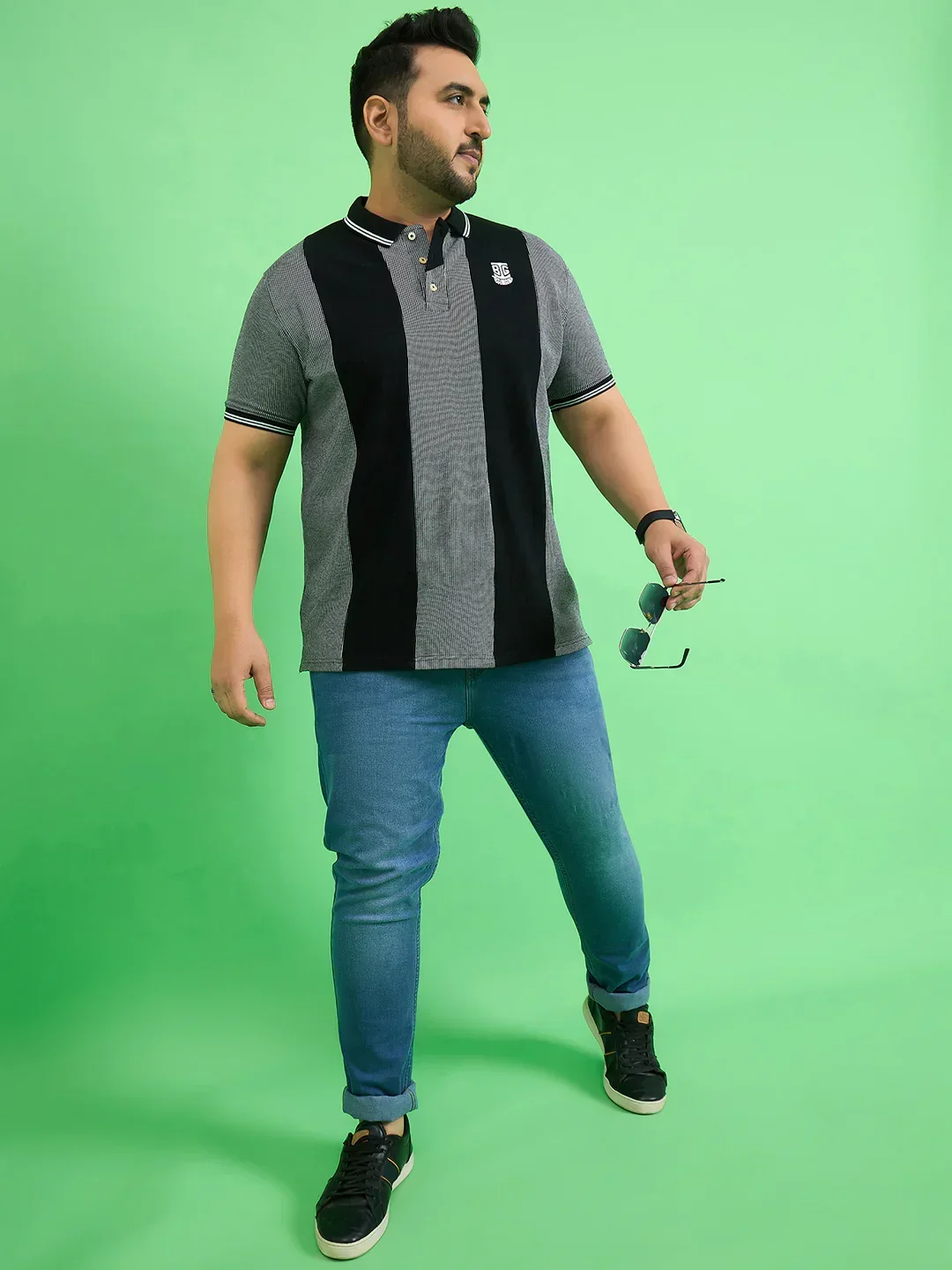Men Plus Size Derailleur Grey Colorblock Polo Tshirt - Image 2