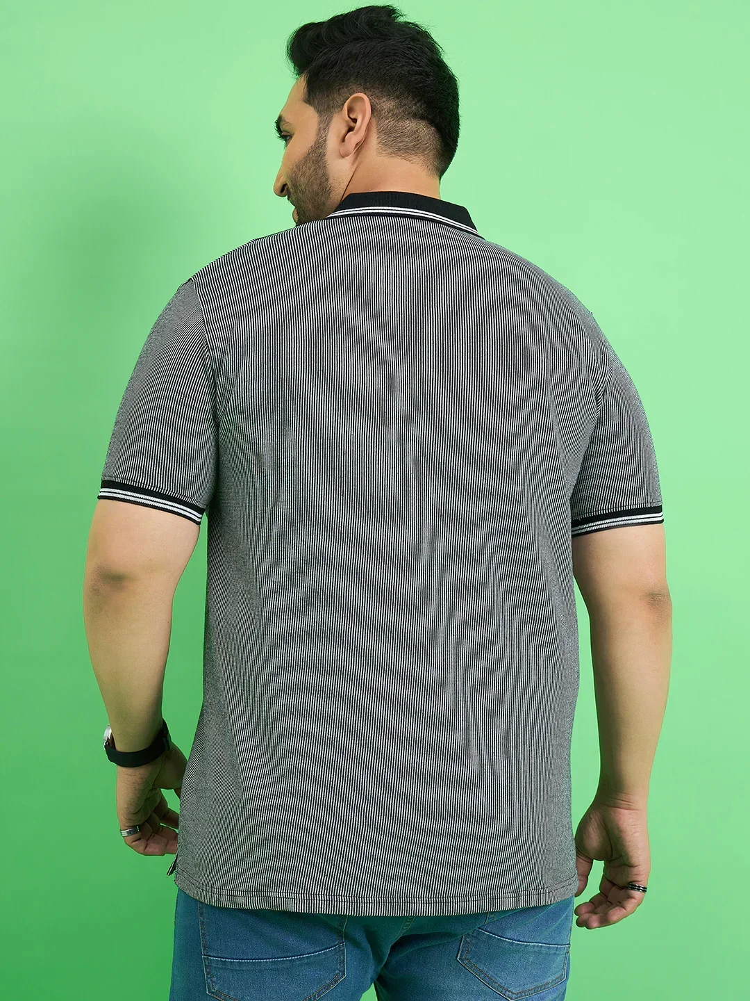 Men Plus Size Derailleur Grey Colorblock Polo Tshirt - Image 5