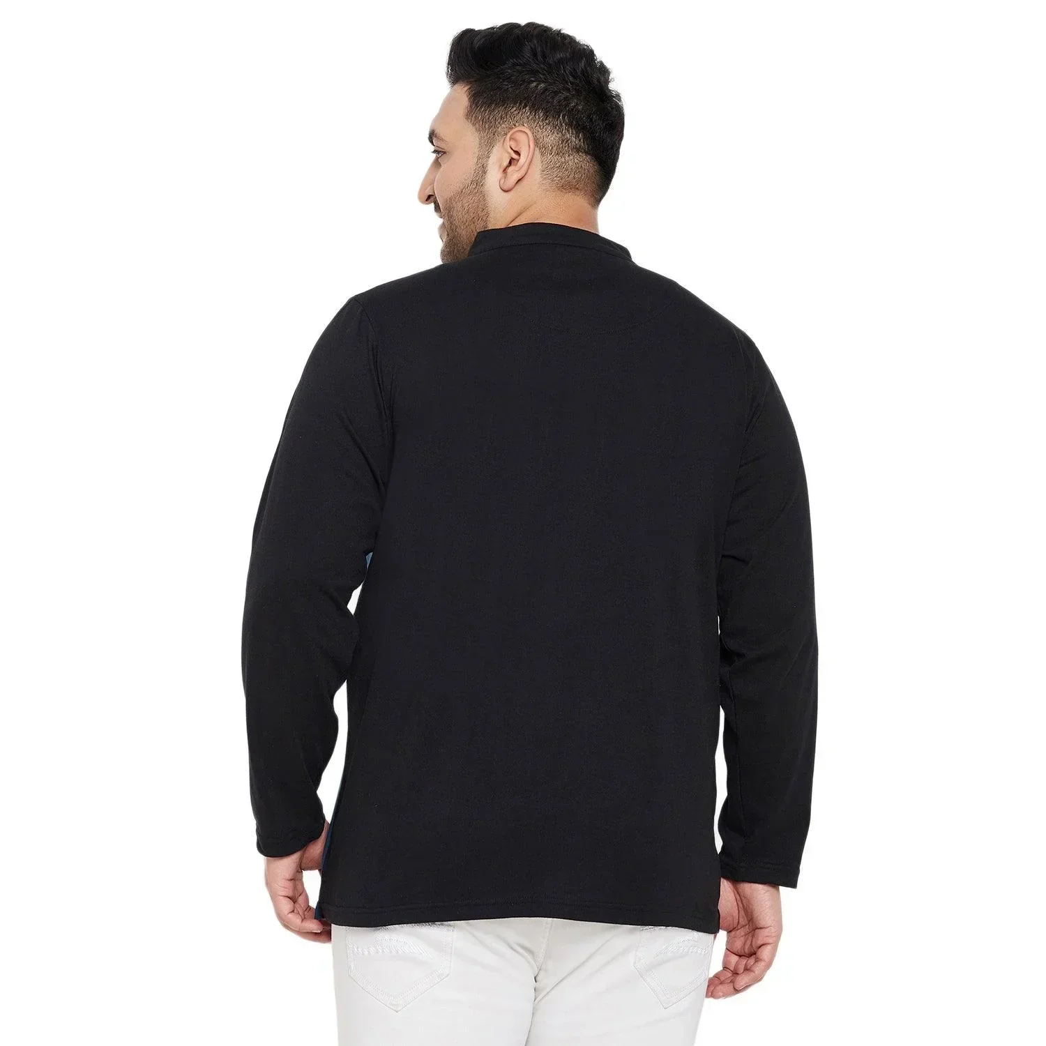 Men Plus Size Diamond Colorblock Henley Tshirt - Image 5